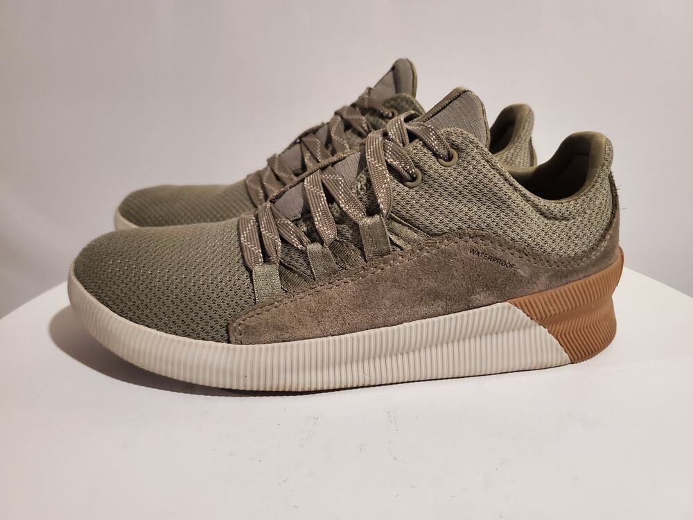 Sorel Out N About Waterproof Sneakers Womens Size 7 Green Mesh Suede Leather